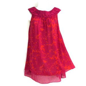 CAbi Tunic Top Shift Lined Origami Neckline Pink Orange Lined S